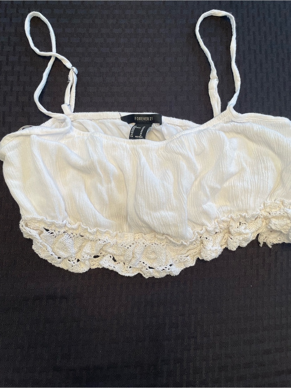 Forever 21 White Lace-Trim Cropped Cami